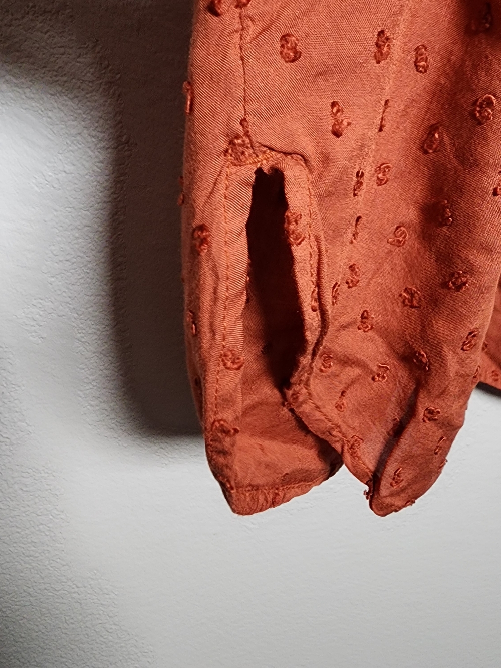 LOFT Rust Ruffle-Trim Button-Front Cap-Sleeve Blouse - Picture 6 of 8